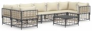 8 pcs conjunto lounge de jardim c/ almofadões vime PE antracite