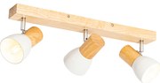 Candeeiro de teto de madeira com branco ajustável 3-luzes - Thorin Country / Rústico