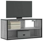 vidaXL Móvel p/ TV 80x31x39,5 cm deriv. madeira/metal cinzento sonoma