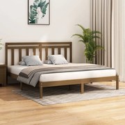 Estrutura de cama super king 180x200 cm madeira castanho-mel