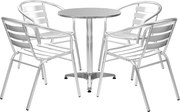 vidaXL 5 pcs conjunto de jantar para exterior alumínio prateado