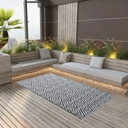 Tapete de exterior 160x230 cm ARAKIL PP branco e preto