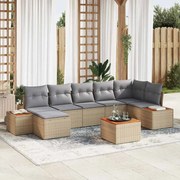 vidaXL Conjunto de Sofá de Jardim 8 pcs Bege 55 x 55 x 37 cm Rattan PE