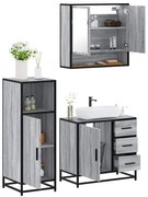 vidaXL 3 pcs Conjunto móveis casa de banho madeira proc. cinza sonoma