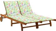 vidaXL Espreguiçadeira de jardim c/ almofadões 2 pessoas acácia maciça