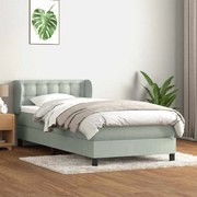 vidaXL Cama com molas/colchão cinzento-claro 80x220 cm veludo