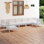 vidaXL 7 pcs conjunto lounge de jardim pinho maciço branco