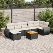 vidaXL 8 pcs conjunto sofás de jardim com almofadões vime PE preto