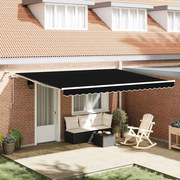 vidaXL Toldo Retrátil Preto 450 × 300 cm Poliéster e Metal