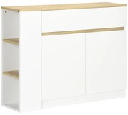 HOMCOM Aparador de Cozinha Aparador Branco com 2 Portas e 3 Prateleiras Abertas para Sala de Estar e Jantar 110x29,5x82 cm