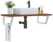 vidaXL Prateleira de parede p/ lavatório aço/madeira carvalho maciça