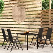 5 pcs Conjunto de jantar para jardim preto