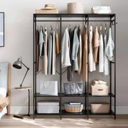 Guarda Roupa aberto com ganchos amovíveis 40 x 141 x 180 cm preto