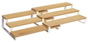 SONGMICS Spice Rack, conjunto de 2 organizadores de prateleiras de armário, suporte de especiarias extensível de 3 níveis, bambu, empilhável, para despensa, armário, bancada, natural e branco KCS016N02