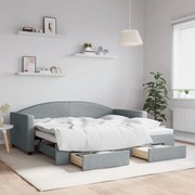 vidaXL Sofá-cama c/ gavetão e gavetas 90x190 cm tecido cinzento-claro