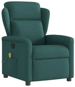 vidaXL Poltrona de massagens reclinável tecido verde-escuro