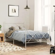vidaXL Estrutura de cama com cabeceira e pés 107x203 cm metal branco