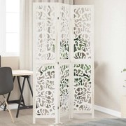 vidaXL Biombo com 3 painéis madeira de paulownia maciça branco