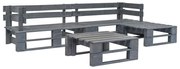 vidaXL 4 pcs conjunto lounge de jardim paletes madeira cinzento