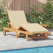 vidaXL Espreguiçadeira com almofada e mesa em amarelo-bege de madeira de acácia