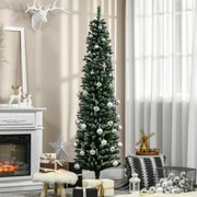 Árvore de Natal Artificial Altura 190 cm com 570 Ramos de PVC Ignífugos Base Dobrável e Suporte Metálico Decoração de Natal Ø53x190 cm Verde