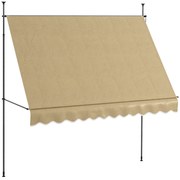 Outsunny Toldo Manual Retrátil com Manivela 300x120x210-300 cm com Altura Ajustável Impermeável para Jardim Varanda Bege