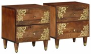 vidaXL Cômodas de cabeceira 2 pcs 40x33,5x46 cm Madeira de Mangueira