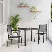 vidaXL Conjunto de Jantar para Jardim 3 Peças Preto Corda de Algodão e Aço