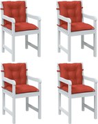 vidaXL Almofadões lombares p/ cadeiras 4pcs mesclado tecido vermelho