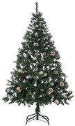HOMCOM Árvore de Natal Artificial 150cm com 676 Ramas e 41 Pinhas Folhas de PVC com Efeito de Neve Base Dobrável e Suporte Metálico para Interiores Verde