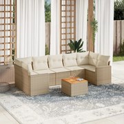 vidaXL 8 pcs conjunto de sofás p/ jardim com almofadões vime PE bege
