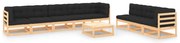 9 pcs conjunto lounge de jardim c/ almofadões pinho maciço