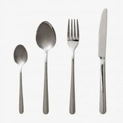 Conjunto De Talheres De 16 Peças Em Aço Inoxidável Sornia Cinza Cromado - Sklum