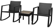 vidaXL 3 pcs conjunto bistrô vime PE preto