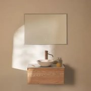 Conjunto De Móvel De Casa De Banho Suspenso Em Madeira De Freixo Tedrik Castanho Fresno & Cimento Redondo Branco Ø40 Cm Zavion & Led - Sklum