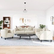 vidaXL 3 pcs conjunto de sofás com almofadas veludo cor creme
