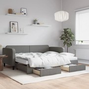 vidaXL Sofá-cama c/ gavetão e gavetas 90x200 cm tecido cinzento-escuro