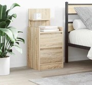 vidaXL Mesas de cabeceira c/ 2 gavetas 2pcs 38x34x80cm carvalho sonoma