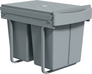 HOMCOM Balde do Lixo Sob o Balcão Balde do Lixo de Cozinha 2 Contentores de Reciclagem Removíveis 2 x 20 L 52x33,5x41 cm Cinzento | Aosom Portugal