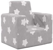 vidaXL Sofá infantil de c/ estrelas pelúcia cinzento-claro