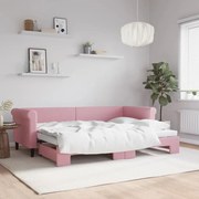 vidaXL Sofá-cama com gavetão 80x200 cm veludo rosa