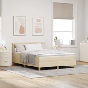 Cama Box Spring com Colchão &amp; LED Creme 140x190 cm Tecido