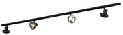 Sistema de iluminação de trilho moderno com 4 focos pretos monofásicos 200 cm - Iconic Jeany