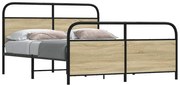 vidaXL Estrutura de cama sem colchão 150x200cm metal carvalho sonoma