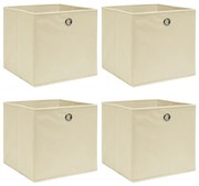 vidaXL Caixas de arrumação 4 pcs 32x32x32 cm tecido creme