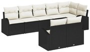 vidaXL Conjunto de Sofás de Jardim 8 Peças com Almofadas Pretas em Rattan