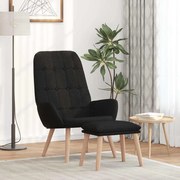 vidaXL Cadeira de descanso com banco p/ pés tecido preto
