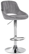 Banco alto Milet em veludo com estrutura cromada 85-106 x 47 x 48 cm Cinzento