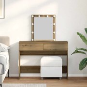 Mesa de Maquiagem com Espelho e LEDs Carvalho Artesanal Madeira Ingenerada