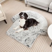 Cama de pelo antiderrapante para cães com cobertura amovível Coleira almofadada macia lavável - branco - M